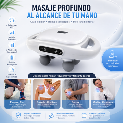 💆‍♀️ Masajeador Eléctrico 4 Cabezales 360° – Relajación Profunda en Casa+ ENVÍO GRATIS 🚚