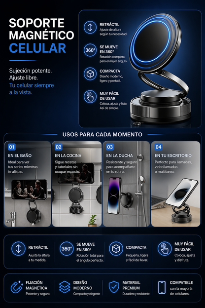 💫 ✨Soporte Magnético Ajustable para Celular – Diseño Premium 360°💫 ✨+ ENVÍO GRATIS 🚚