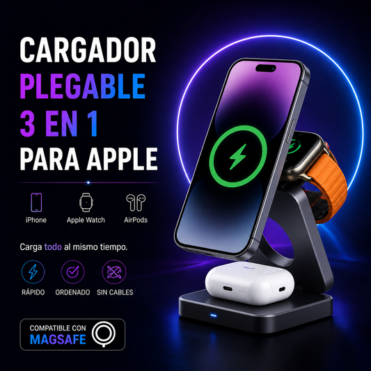 Cargador 3 EN 1 inalámbrico MagSafe para Apple+ ENVÍO GRATIS 🚚