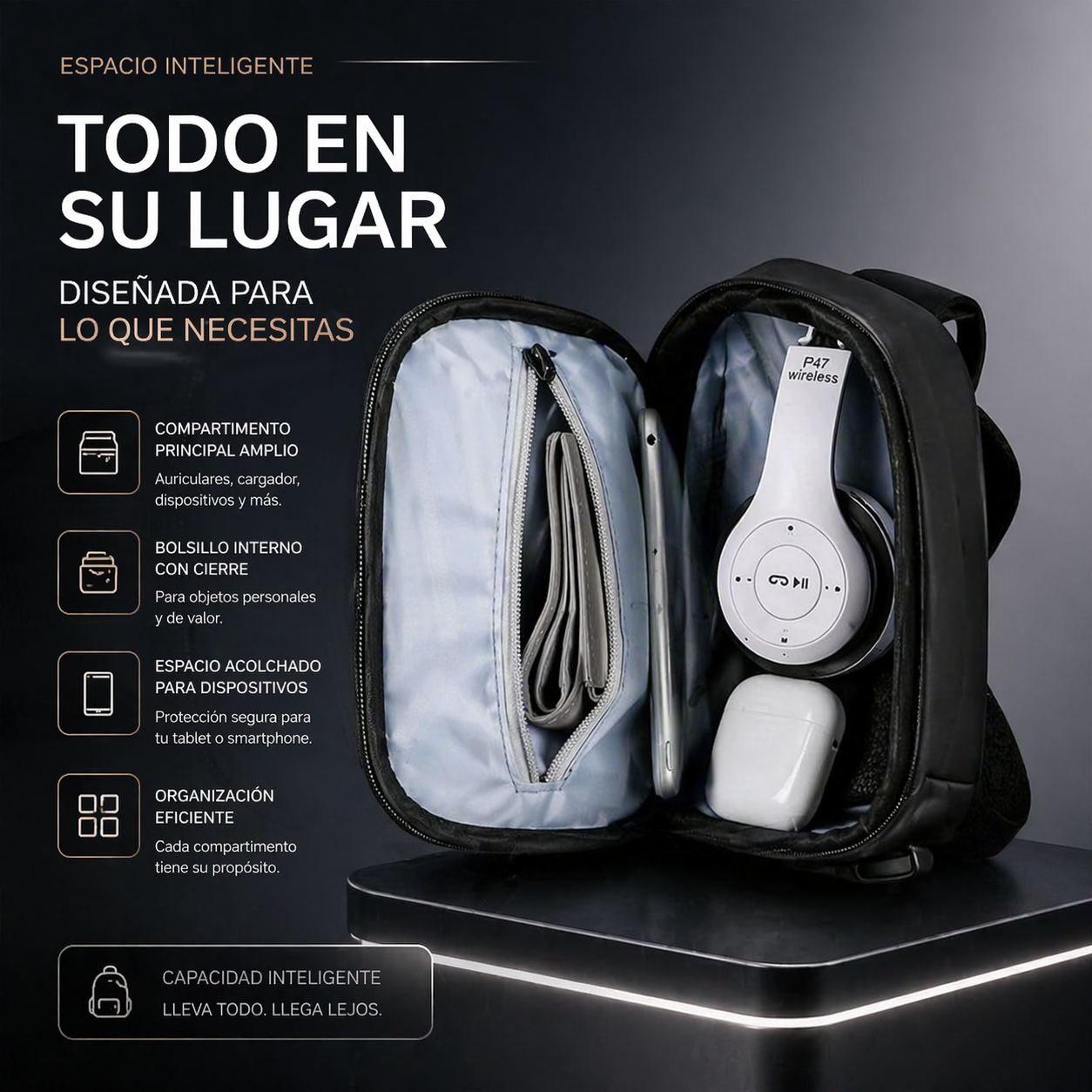 BOLSO ANTIRROBO CON CARGA USB+BLOQUEO