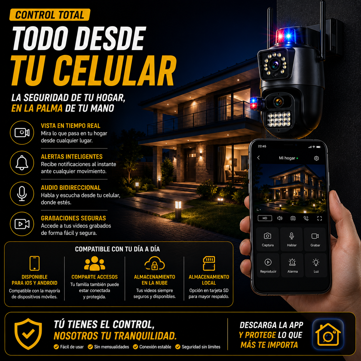Cámara de Seguridad 360° que protege tu hogar desde tu celular+ ENVÍO GRATIS 🚚