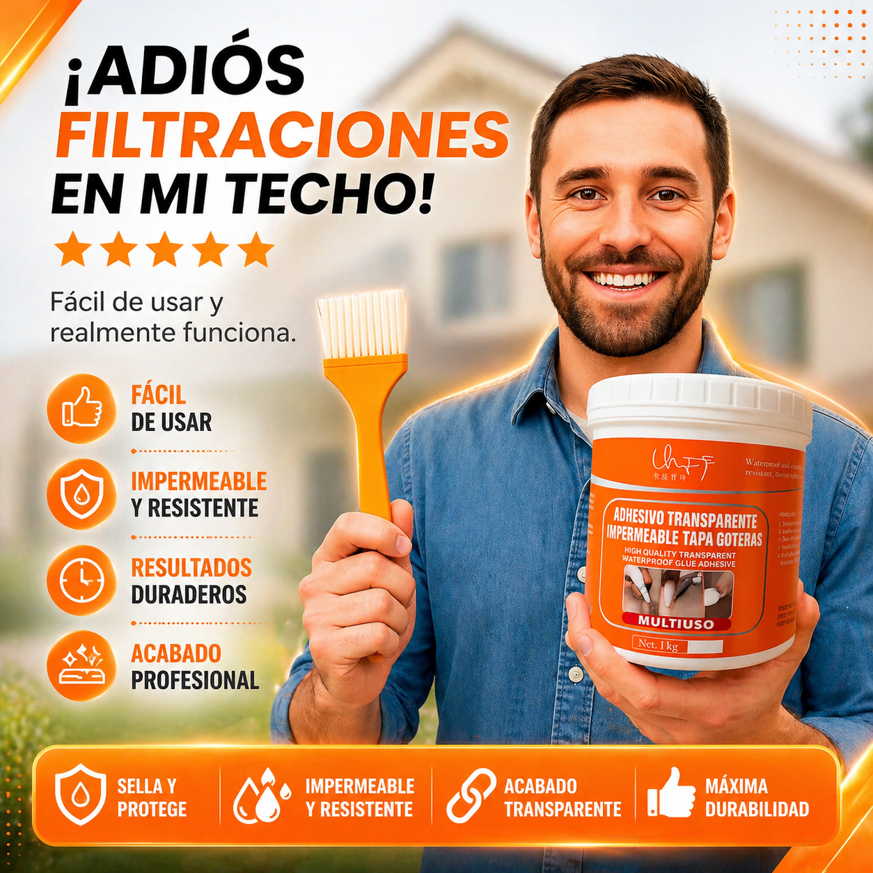 Sellador Transparente Impermeable -Sella, repara y protege cualquier superficie+ ENVÍO GRATIS 🚚