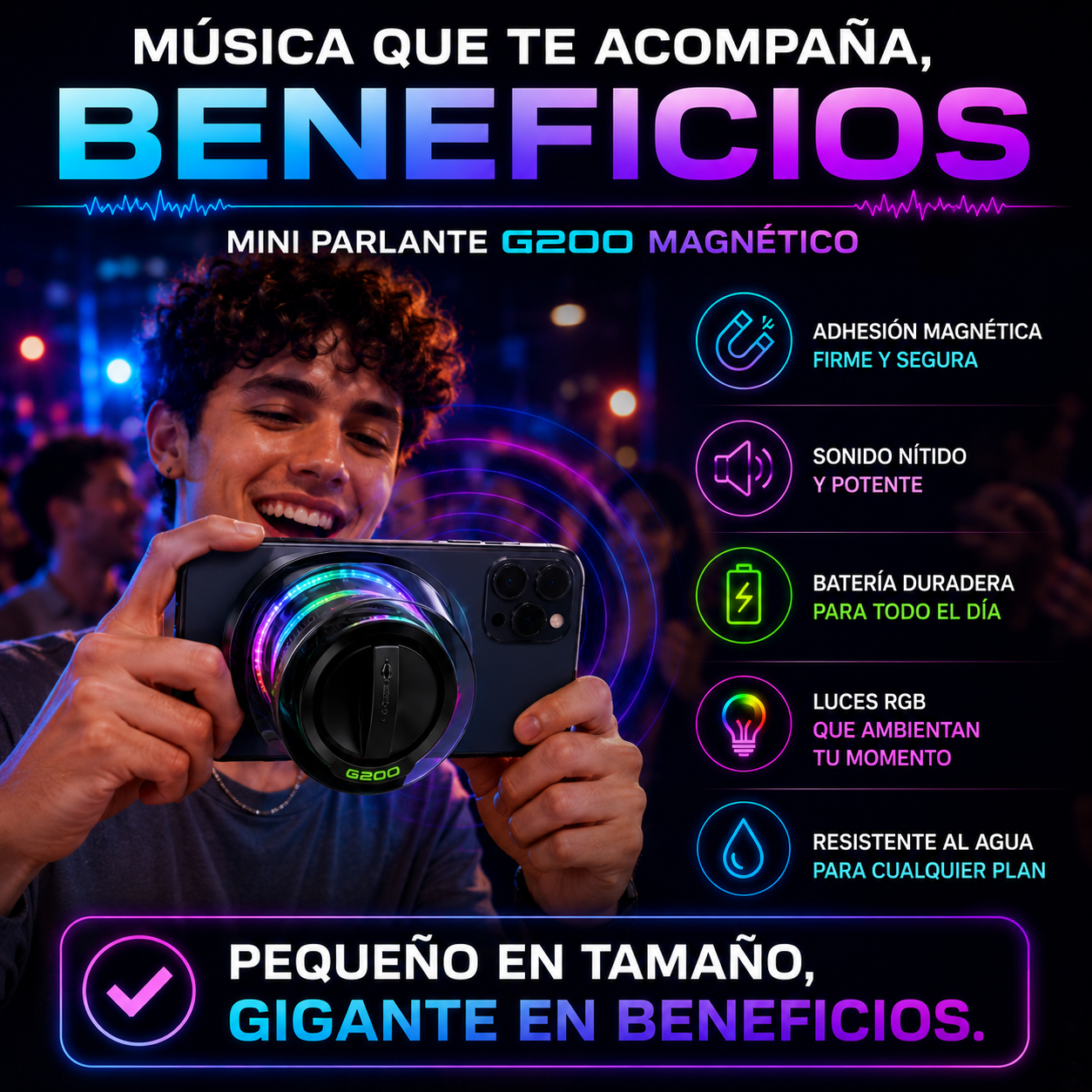 Mini Parlante Magnético portátil Multiuso-Sonido potente+ ENVÍO GRATIS 🚚