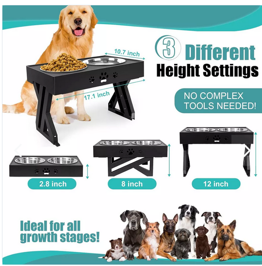 Comedero Bebedero Ajustable Para Mascota