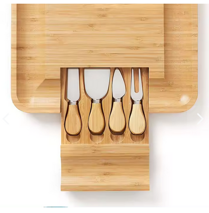 Tabla Para Quesos De Madera Bambu 4 Ac