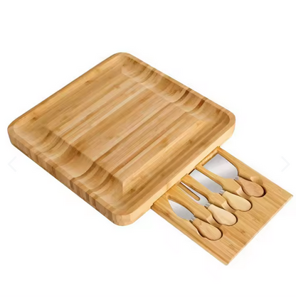 Tabla Para Quesos De Madera Bambu 4 Ac