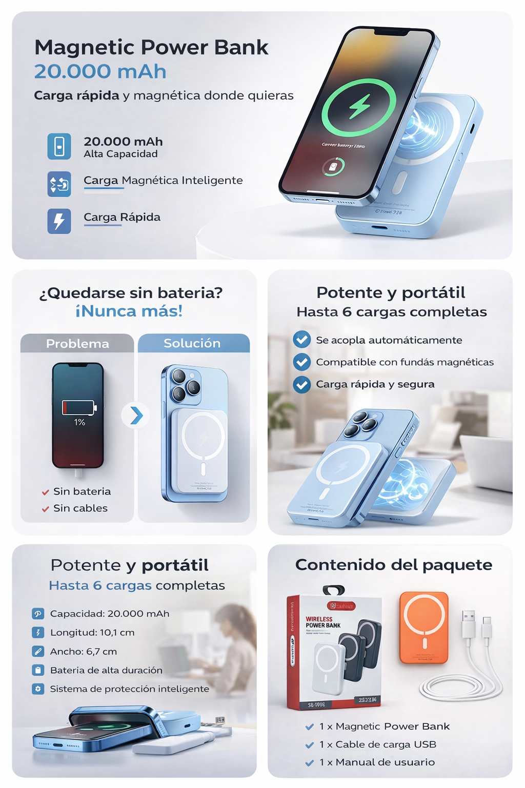 🔋 Batería Magsafe Power Bank 20.000 mAh para cargar tus dispositivos donde quieras