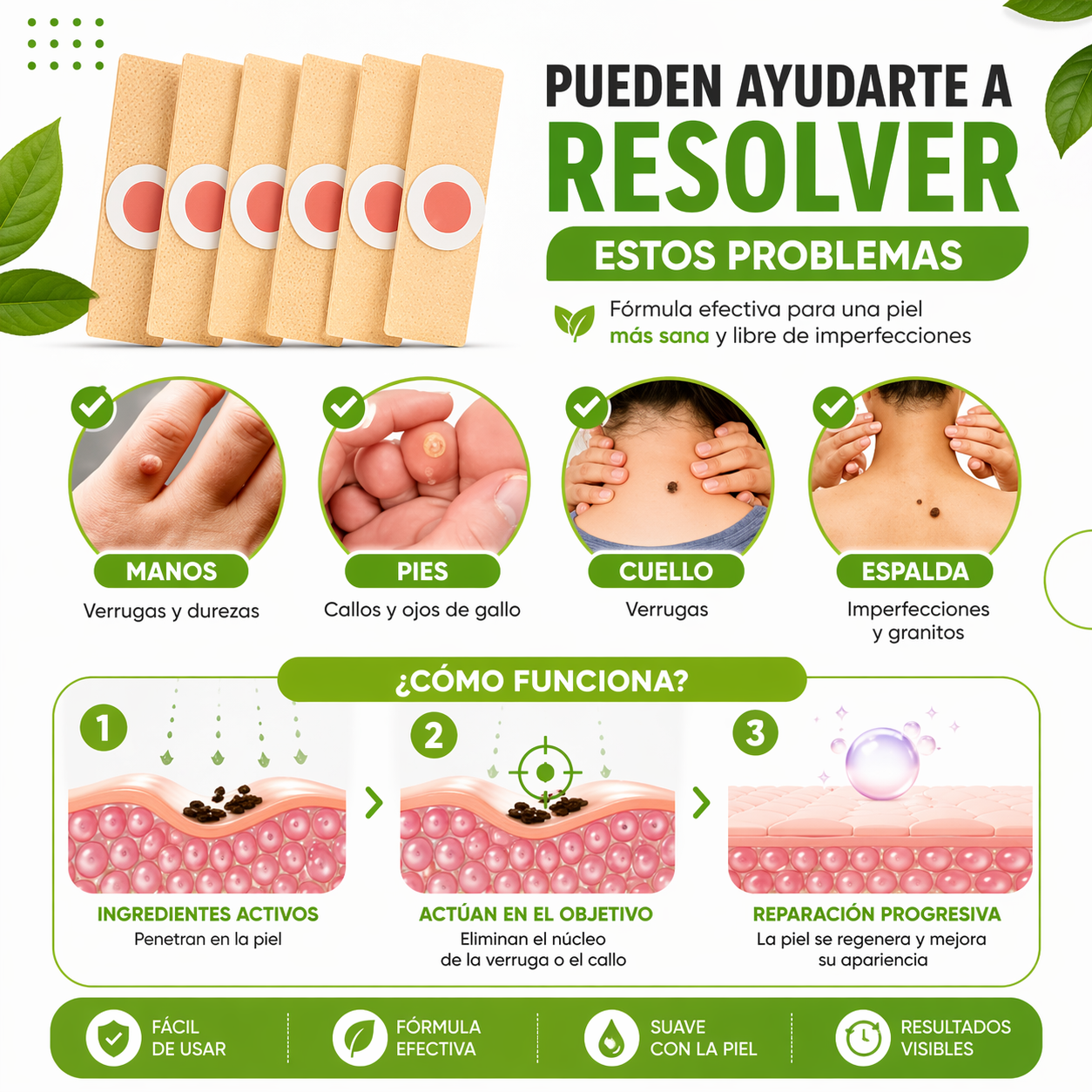 20 Parches Removedor De Callos Y Verrugas Alivia Dolor Sin Aroma