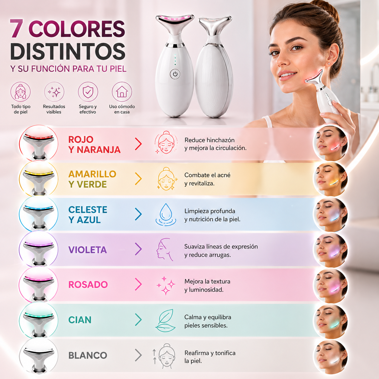 💫 ✨ Rejuvenecedor Facial y de Cuello con Tecnología de Luz Pulsada 💫 ✨ + ENVÍO GRATIS 🚚