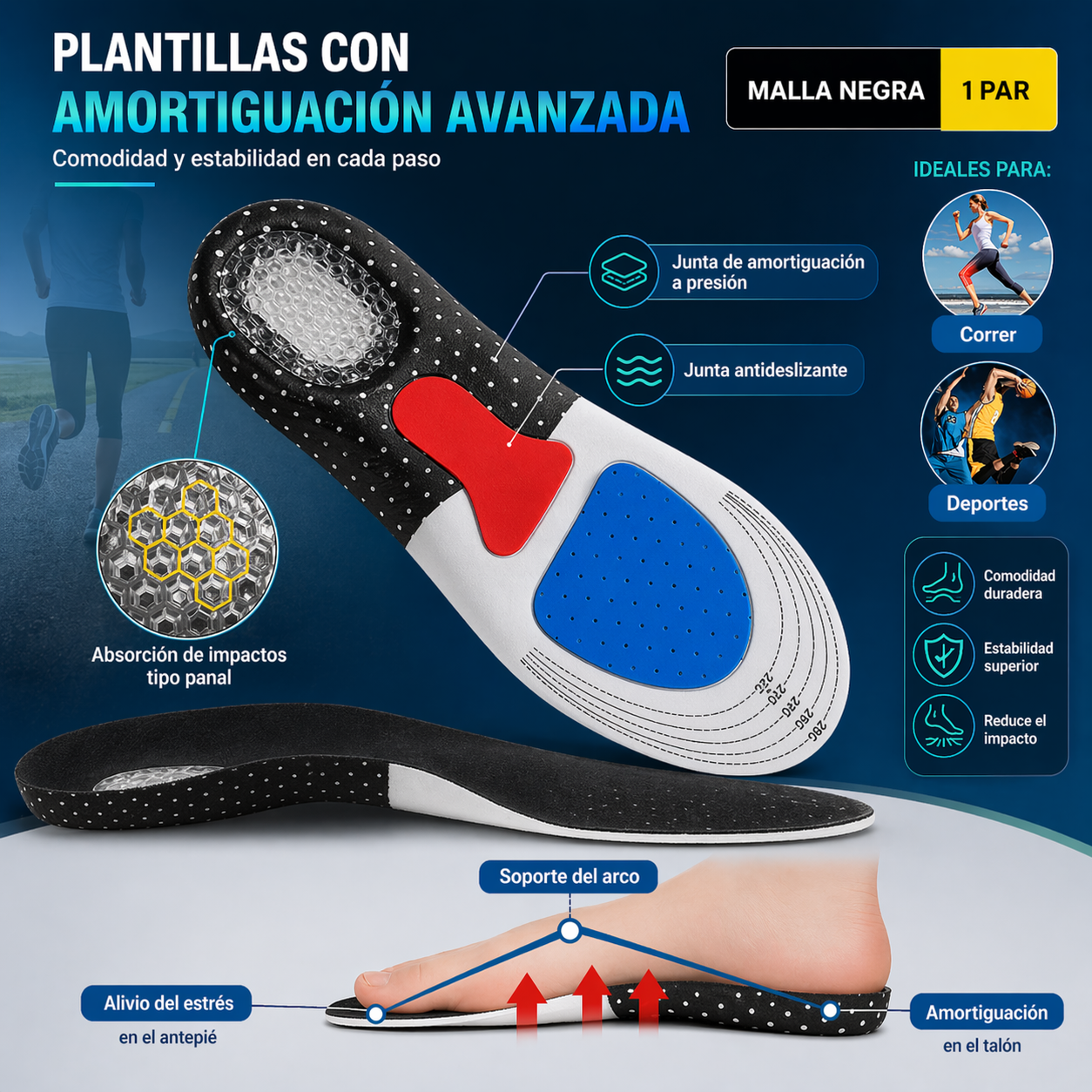 Plantillas Ortopédicas | Alivia Dolor de Pies y Fascitis Plantar + ENVÍO GRATIS 🚚