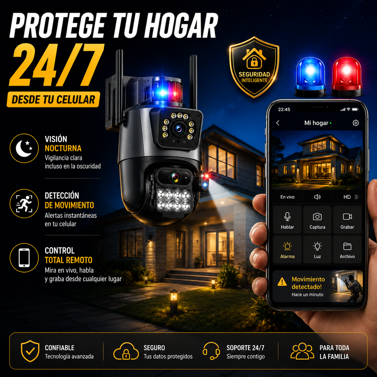 Cámara de Seguridad 360° que protege tu hogar desde tu celular+ ENVÍO GRATIS 🚚