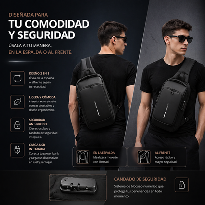 BOLSO ANTIRROBO CON CARGA USB+BLOQUEO