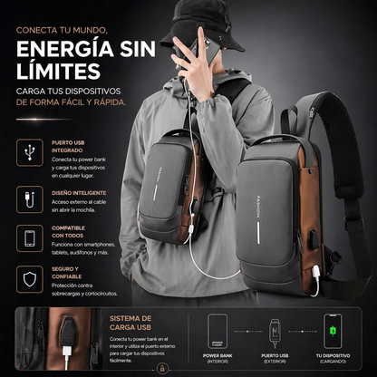BOLSO ANTIRROBO CON CARGA USB+BLOQUEO