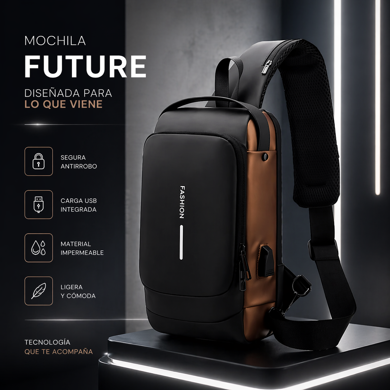BOLSO ANTIRROBO CON CARGA USB+BLOQUEO