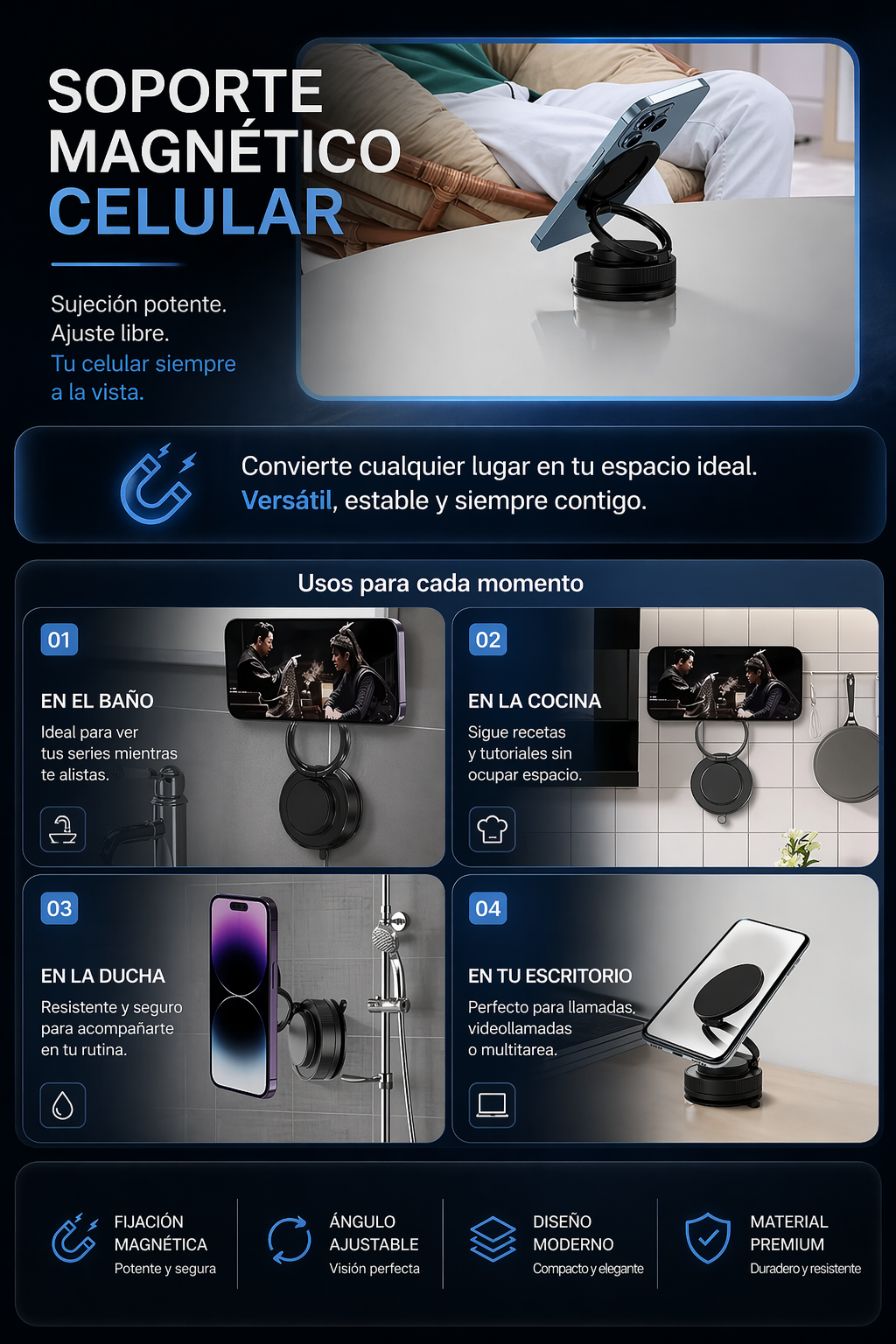💫 ✨Soporte Magnético Ajustable para Celular – Diseño Premium 360°💫 ✨+ ENVÍO GRATIS 🚚