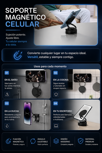 💫 ✨Soporte Magnético Ajustable para Celular – Diseño Premium 360°💫 ✨+ ENVÍO GRATIS 🚚